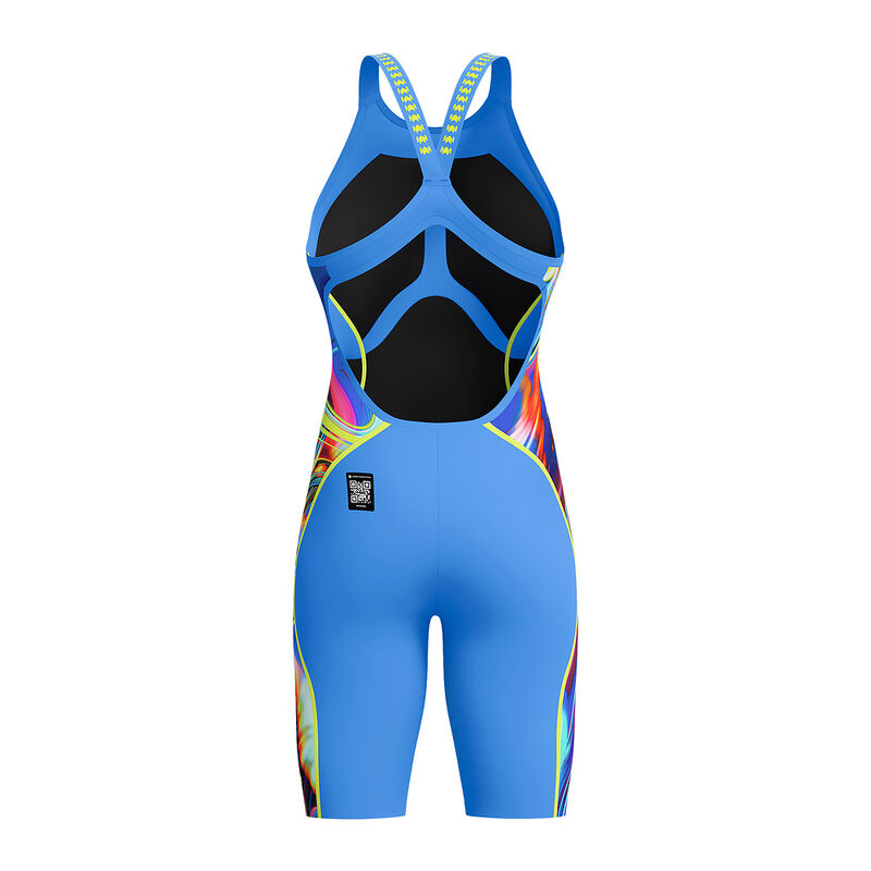 Womens Fastskin LZR Pure Intent 2.0 Openback Kneeskin, Molten Blur / Cobalt Pop Print / Hyper Yellow, hi-res image number 8