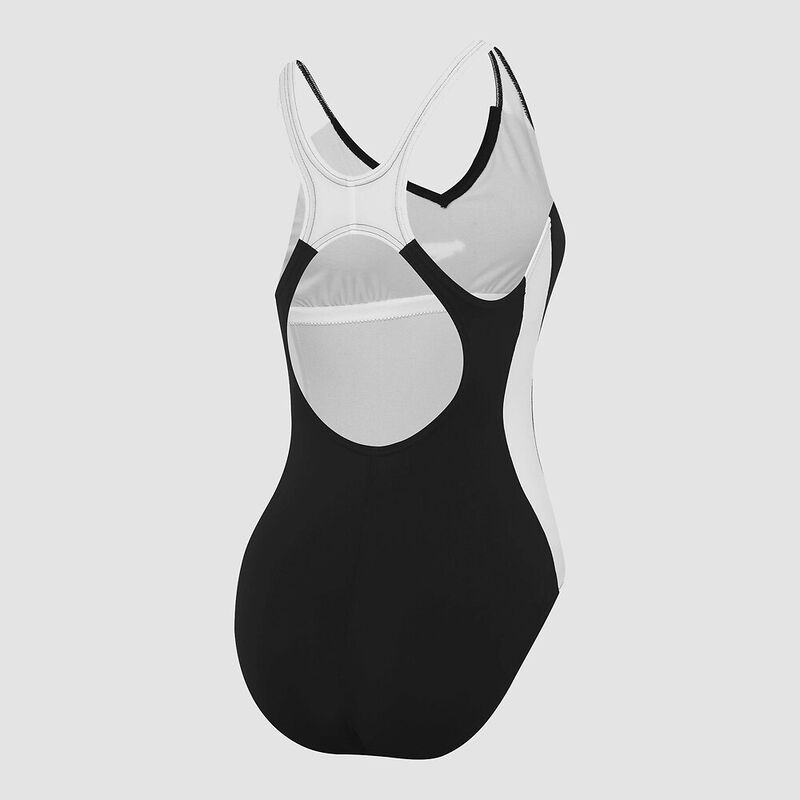 Womens Splice One Piece, Black/White, hi-res image number 4