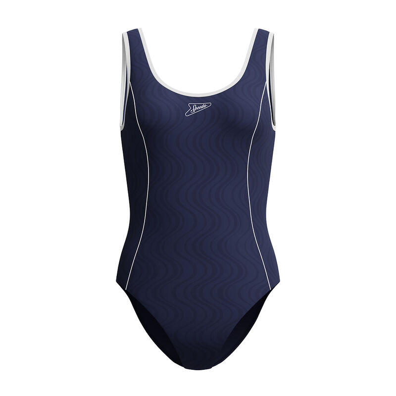 Womens Texture Bound Scoop One Piece, Peacoat/Bright White, hi-res image number 6