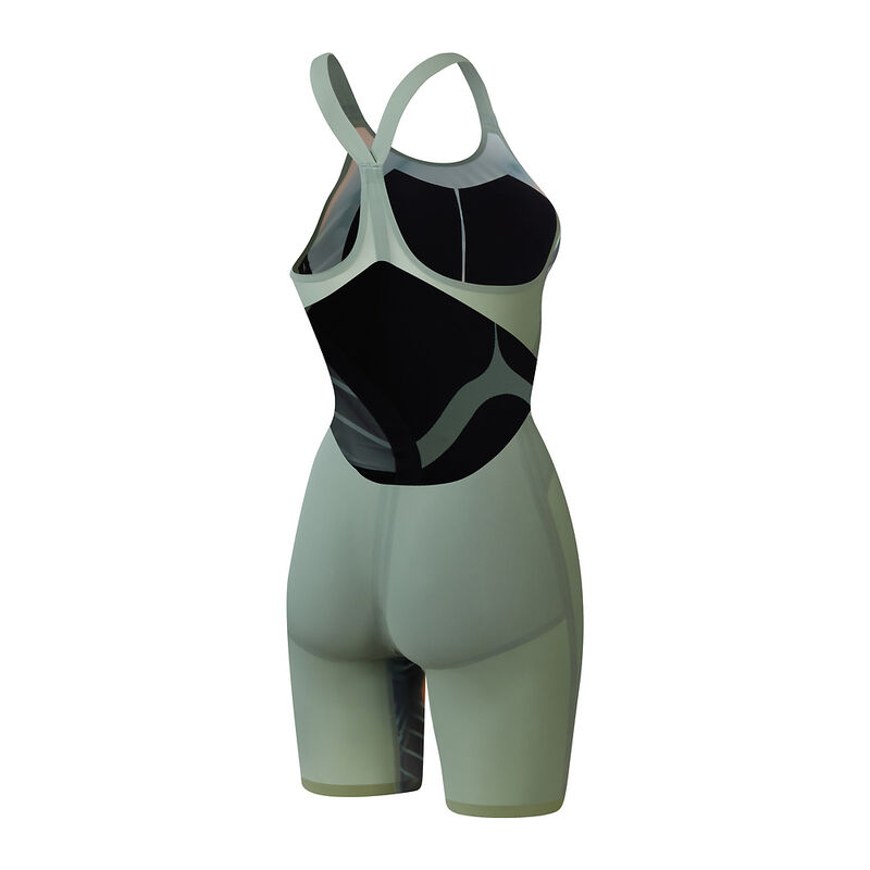 Womens Fastskin LZR Pure Valor 2.0 Openback Kneeskin, Country Green/Nectarine, hi-res image number 8