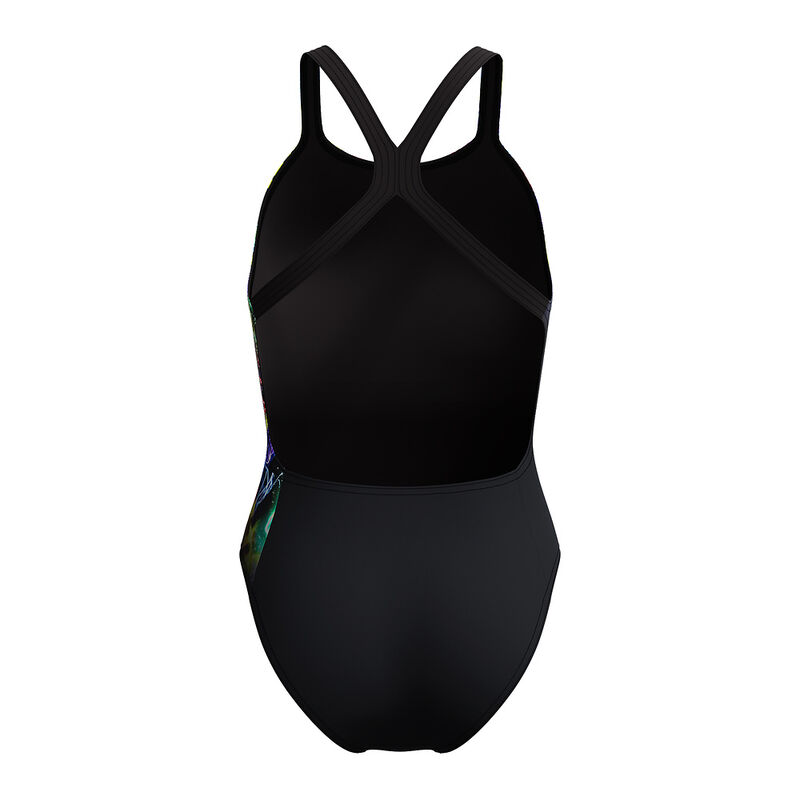 Womens Placement Printed Powerback One Piece, Static Volta- Anthracite, hi-res image number 9