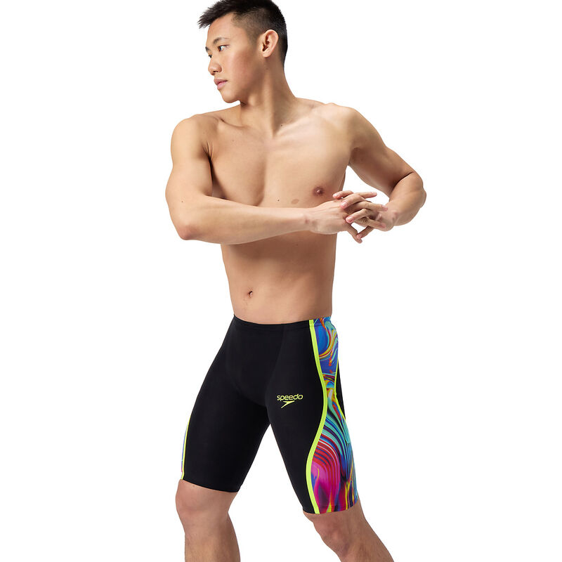 Mens Fastskin LZR Pure Intent 2.0 High Waist Jammer, Black/Molten Blur/Hyper Yellow, hi-res image number 3
