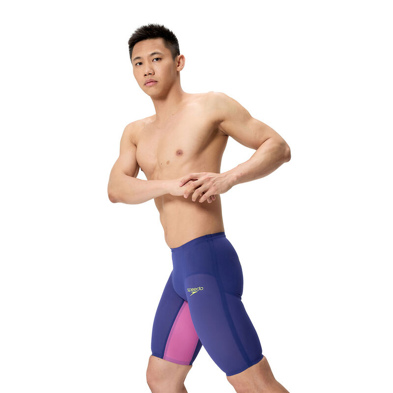 Mens LZR Valor 2.0 High/Waist Jammer, Noble Navy/Neon Jelly, hi-res image number 3