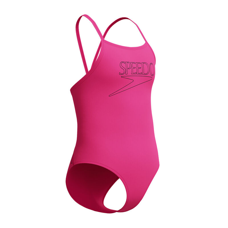 Junior Girls Classic Logo One Piece, Margarita Pink, hi-res image number 3
