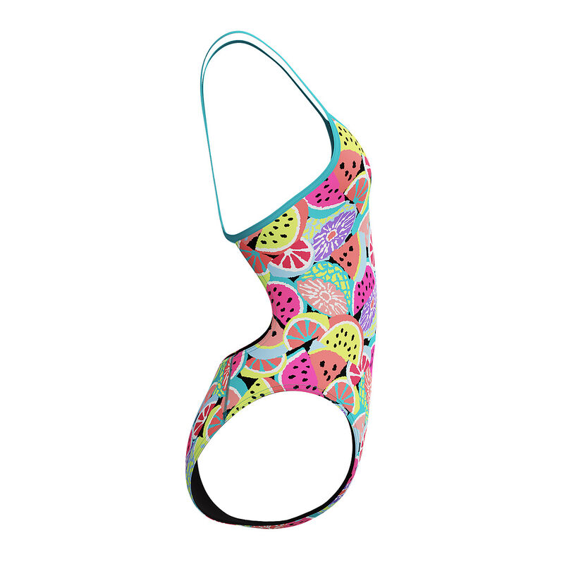 Female Printed Turnback One Piece, Fruit Fiesta- Turquoise Gem, hi-res image number 3