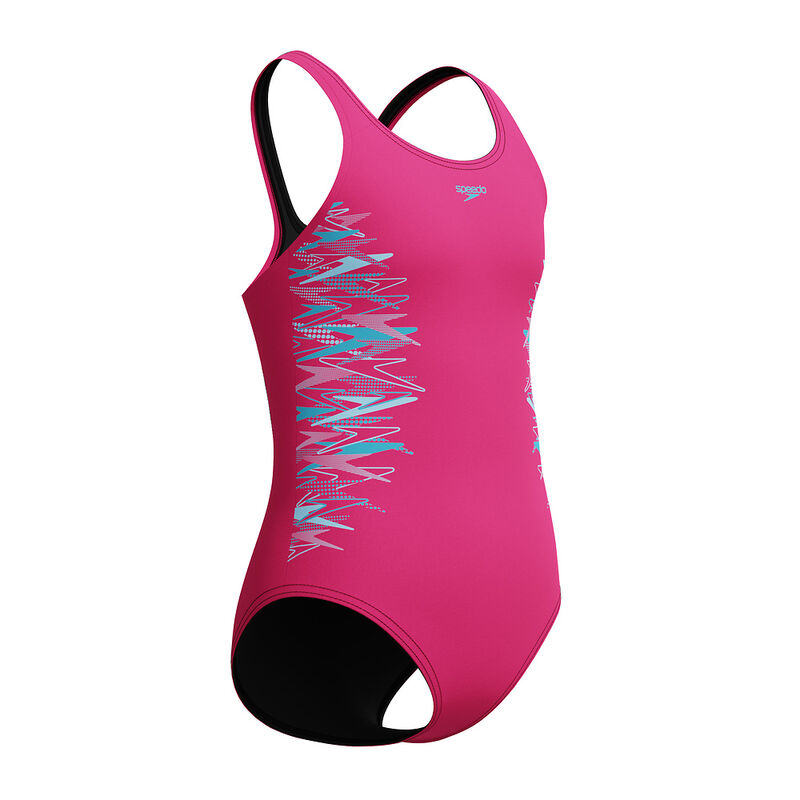 Junior Girls Duo Logo Placement Muscleback One Piece, Margarita Pink/Mayan Blue, hi-res image number 3