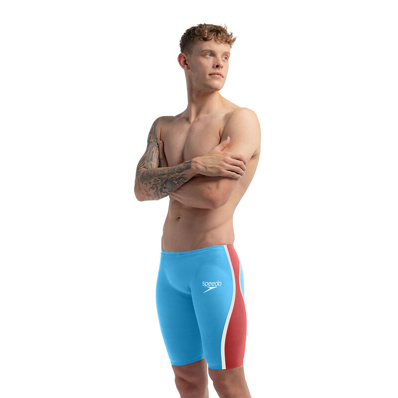 Mens Fastskin LZR Pure Intent 2.0 Jammer, Picton Blue/Flame Red/Snow Reflective, hi-res image number 3