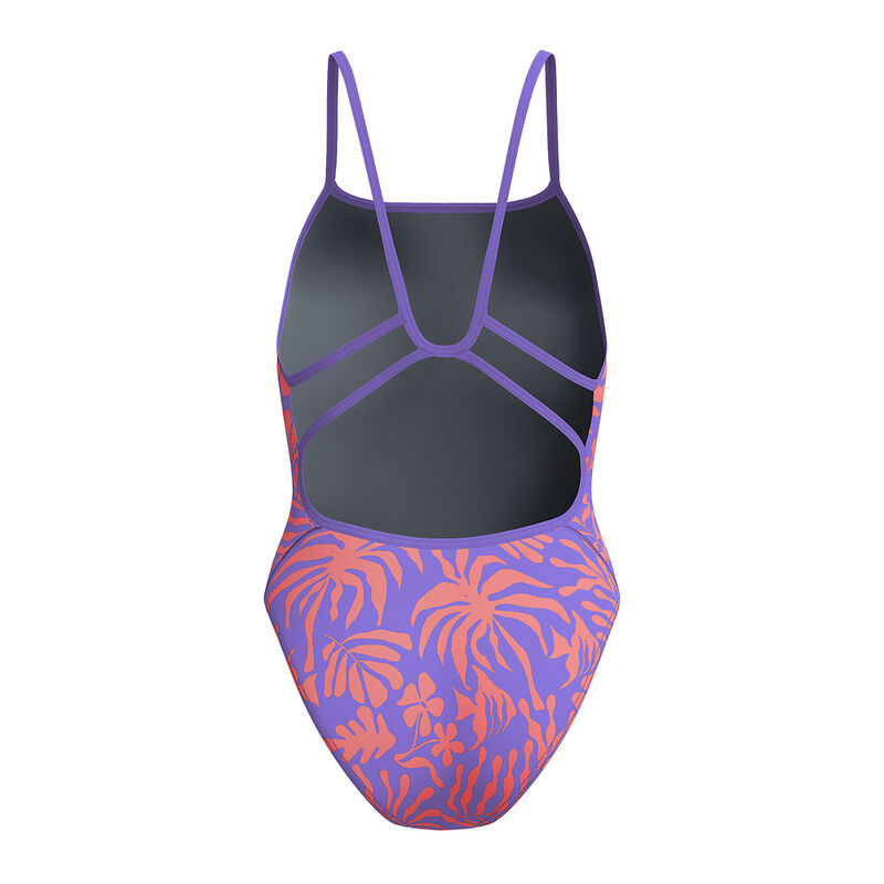 Printed Web Back One Piece, Coral Cluster- Indigo Glow, hi-res image number 8