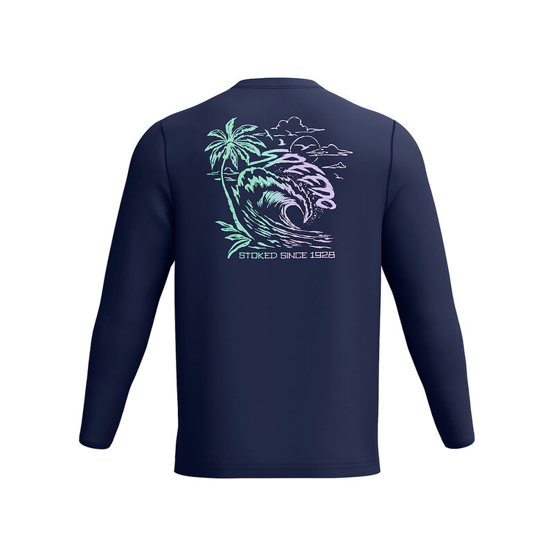 Mens Long Sleeve Graphic Swim Shirt, Speedo Navy, hi-res image number 9