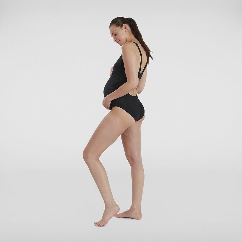 Womens Maternity Fitness One Piece, Black, hi-res image number 4