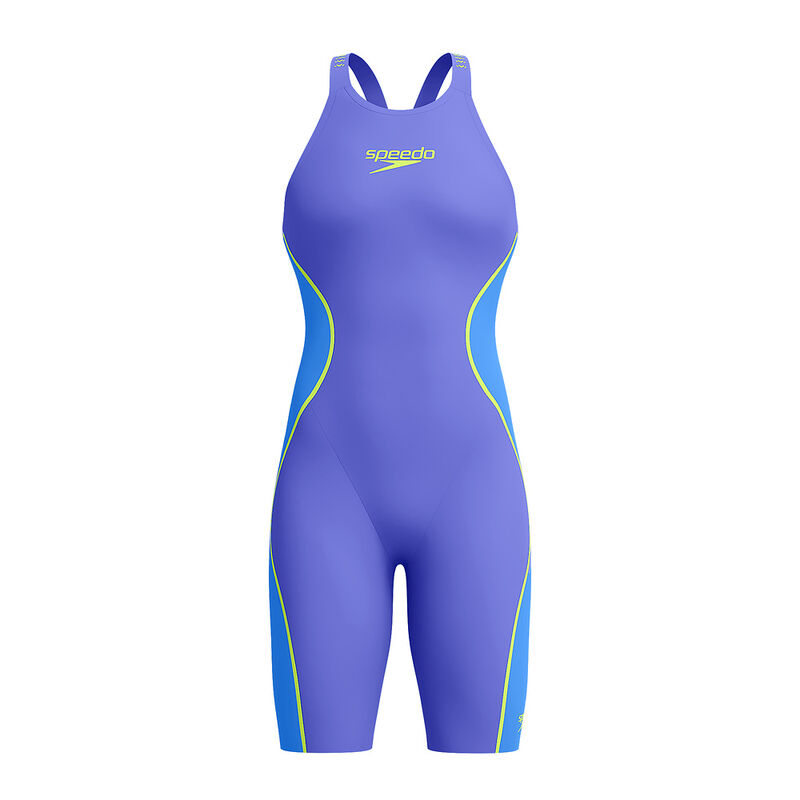 Womens Fastskin LZR Pure Intent 2.0 Openback Kneeskin, Deep Royal / Cobalt / Hyper Yellow, hi-res image number 7