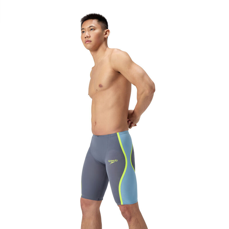 Mens Fastskin LZR Pure Intent 2.0 High Waist Jammer, Grey Lead/Acadia Blue/Hyper Yellow, hi-res image number 3