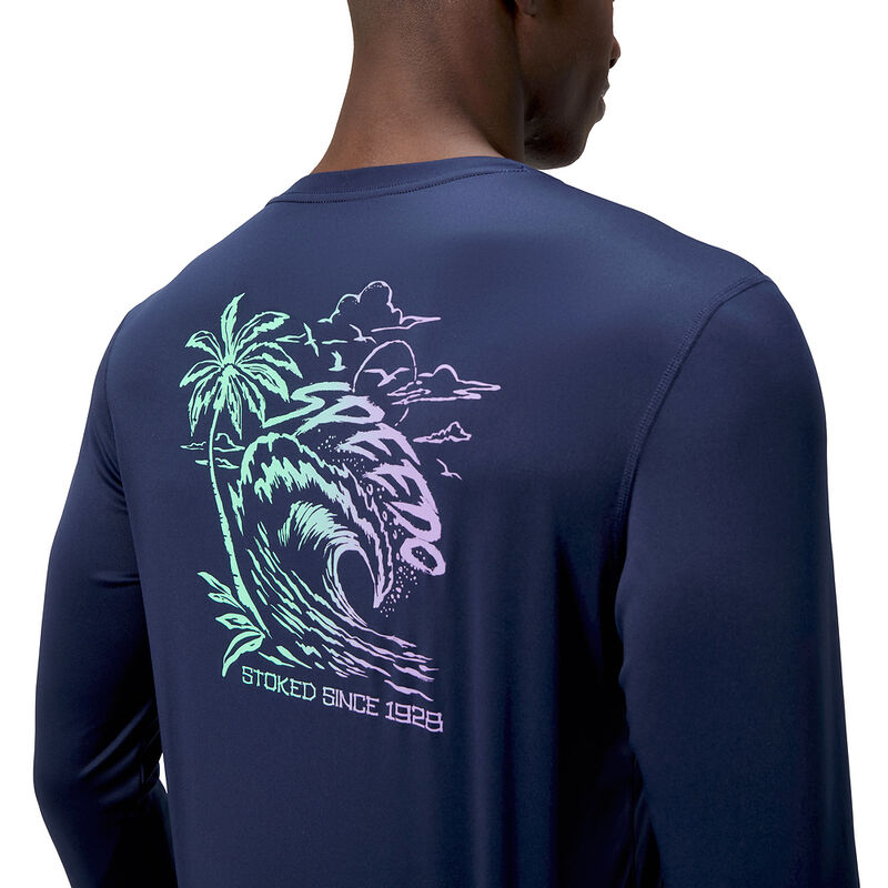 Mens Long Sleeve Graphic Swim Shirt, Speedo Navy, hi-res image number 5