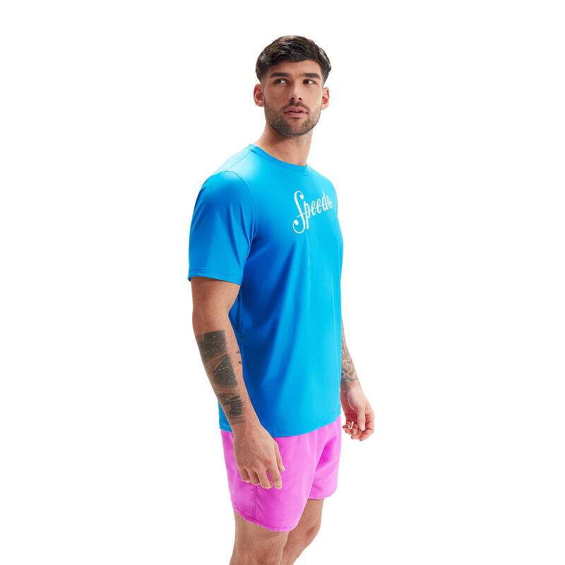 Mens Printed Ss Swim Tee