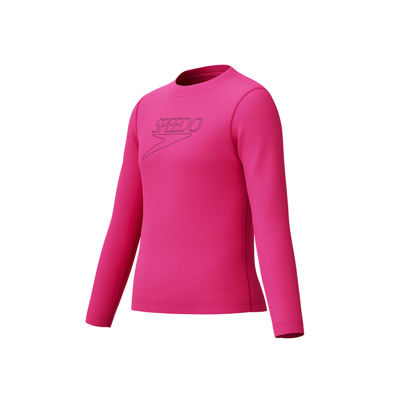 Junior Girls Unisex Long Sleeve Classic Logo Rashguard, Margarita Pink, hi-res image number 8