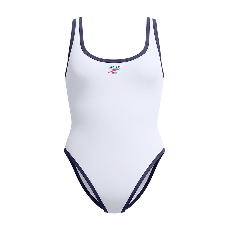Womens Solid Scoop One Piece White, White, hi-res image number 6