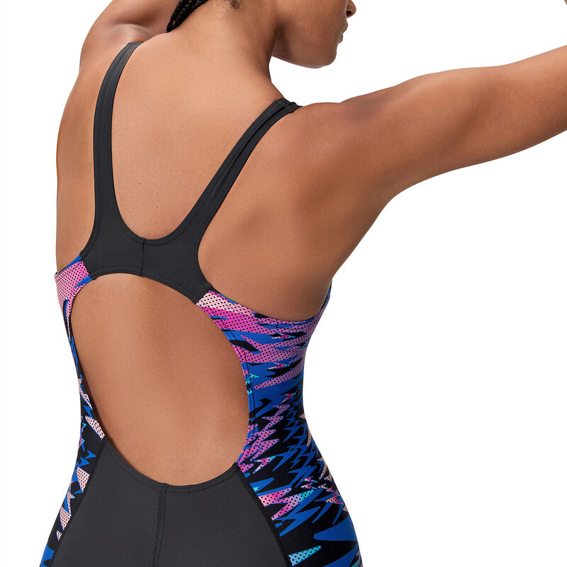 Womens Printed Splice Legsuit, Anthracite/Margarita Pink, hi-res image number 5