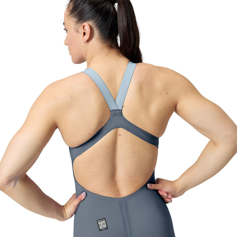 Womens Fastskin LZR Pure Valor 2.0 Openback Kneeskin, Grey Lead/Acadia Blue, hi-res image number 6