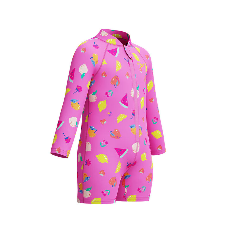 Toddler Girls Printed Long Sleeve Zip Sunsuit