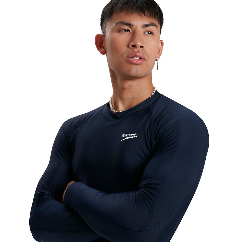 Mens Ls Rash Top, True Navy/White, hi-res image number 4