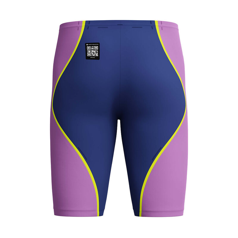 Mens LZR Intent 2.0 High/Waist Jammer, Noble Navy/Neon Jelly/Hyper Yellow, hi-res image number 8