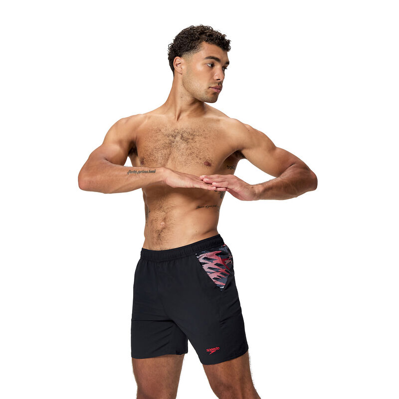 Mens Xpress Lite Panel 16" Watershort AM, Anthracite/High Risk Red, hi-res image number 3