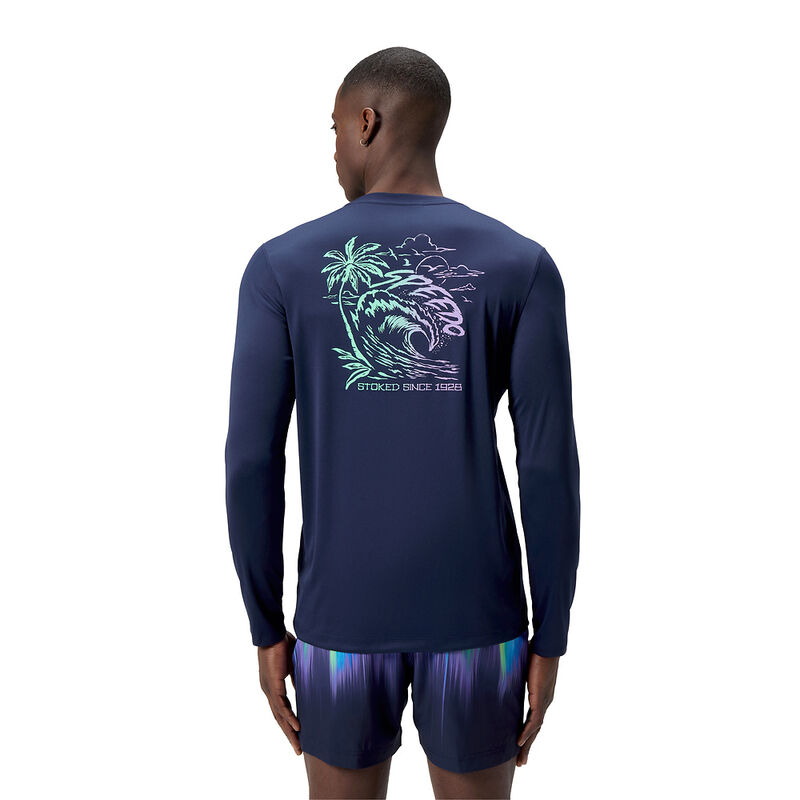 Mens Long Sleeve Graphic Swim Shirt