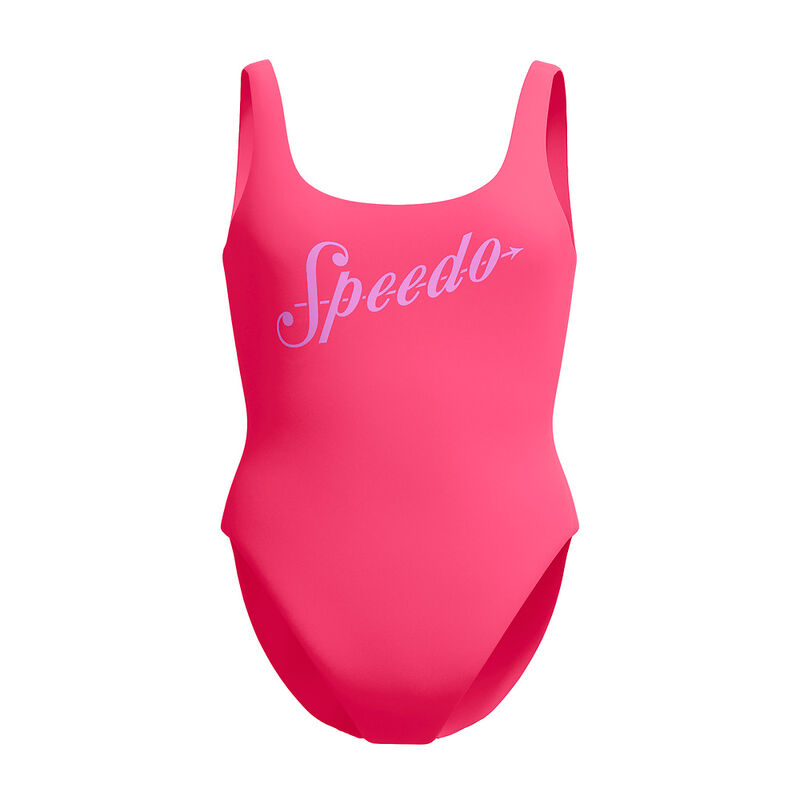 Womens Logo Deep U-Back One Piece, Raspberry Fill, hi-res image number 6