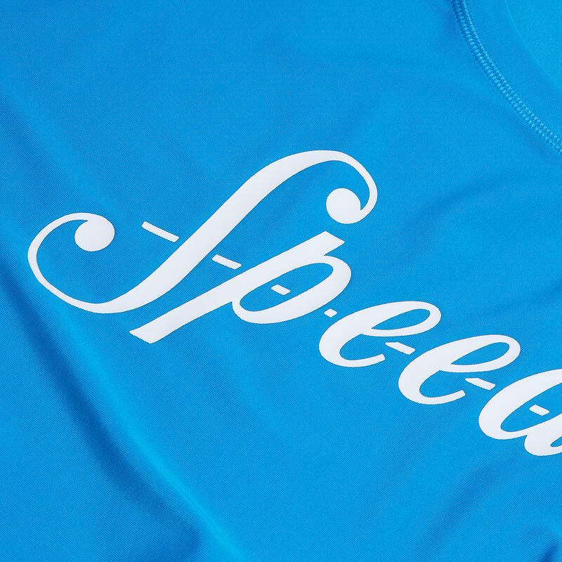 Mens Printed Ss Swim Tee, Baja Blue/White, hi-res image number 6