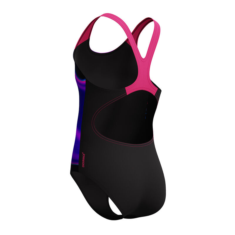 Junior Girls Placement Splashback One Piece, Margarita Pink/Anthracite, hi-res image number 6