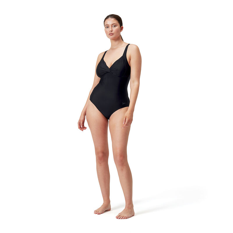 Womens Shaping Cross Knot One Piece, Black, hi-res image number 6