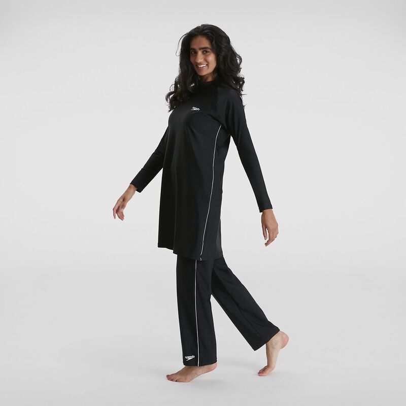 Womens Swim Tunic, Black/White, hi-res image number 4