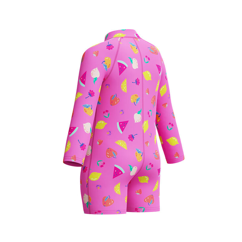 Toddler Girls Printed Long Sleeve Zip Sunsuit, Neon Flamingo, hi-res image number 6