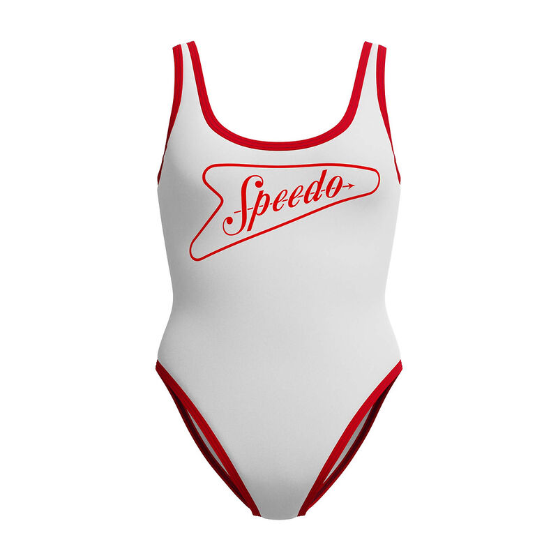Womens Solid Bound Scoop One Piece, High Risk Red/Bright White, hi-res image number 6
