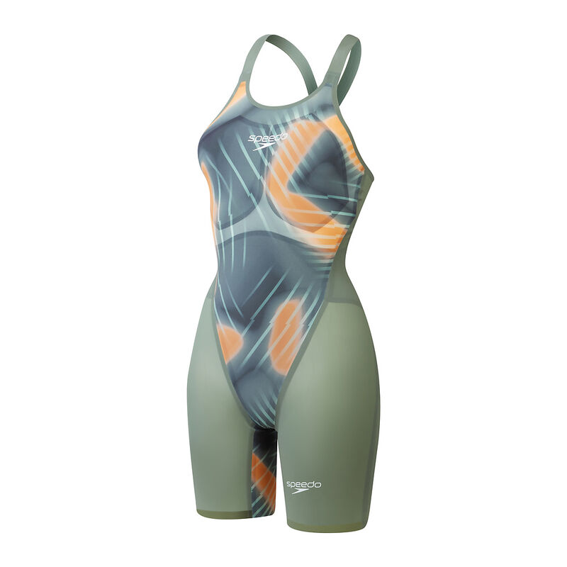 Womens Fastskin LZR Pure Valor 2.0 Closedback Kneeskin, Country Green/Nectarine, hi-res image number 7
