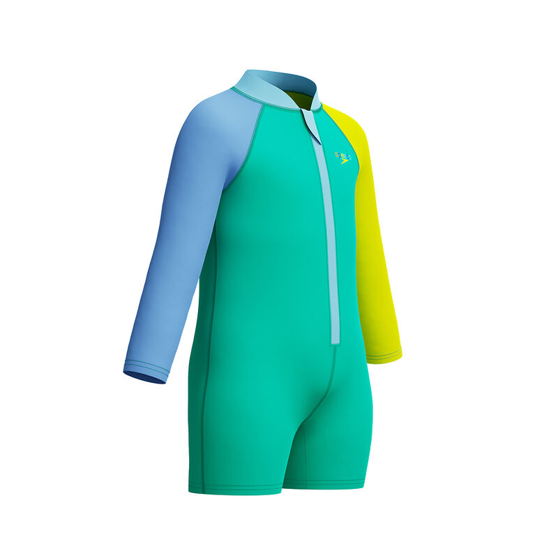 Toddler Long Sleeve Zip Sunsuit, Marine Teal, hi-res image number 3