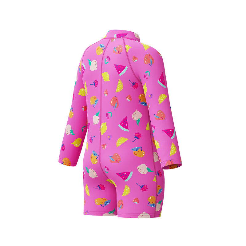 Toddler Girls Printed Long Sleeve Zip Sunsuit, Neon Flamingo, hi-res image number 4