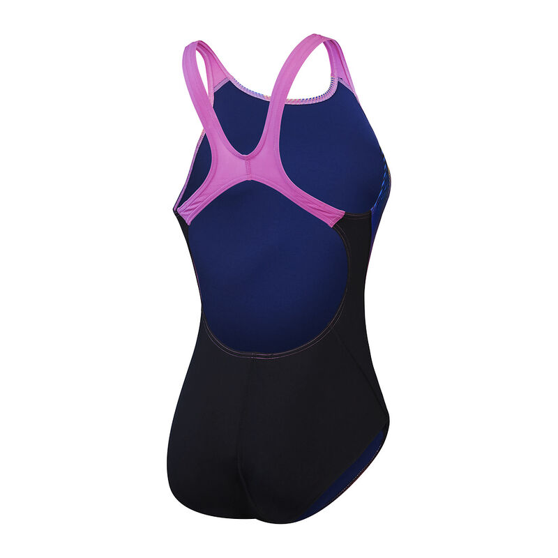 Womens Allover Digital Recordbreaker One Piece, Black/Kiki Pink/Picton Blue, hi-res image number 8