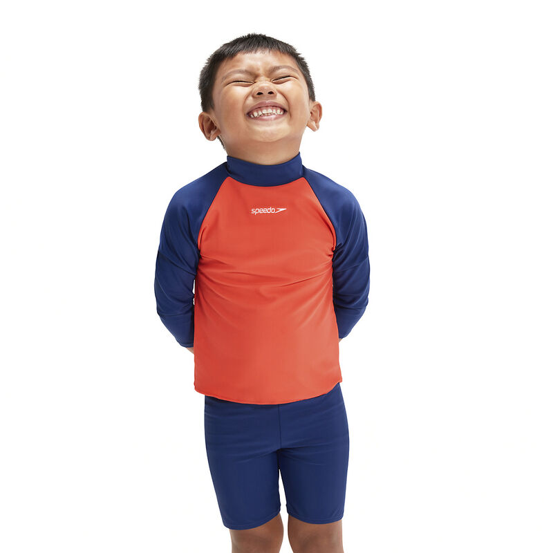 Toddler Unisex Essential Rash Top, Harmony Blue/Coral, hi-res image number 3