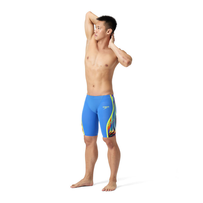 Mens Fastskin LZR Pure Intent 2.0 Jammer, Molten Blur / Cobalt Pop Print / Hyper Yellow, hi-res image number 4