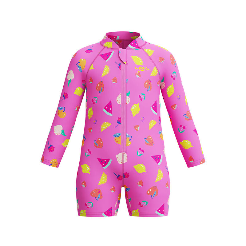 Toddler Girls Printed Long Sleeve Zip Sunsuit