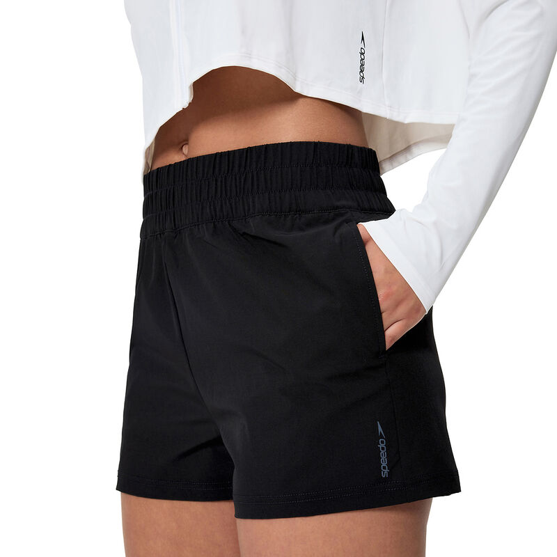 Womens Solid Swim Short 13.5", Black, hi-res image number 4