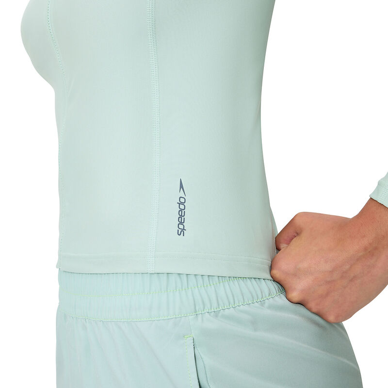 Womens Long Sleeve Solid Zip Rash Guard, Light Green, hi-res image number 4