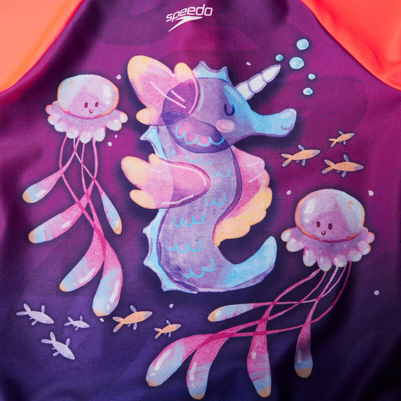 Toddler Girls Digital Long Sleeve Frill Swimsuit, Desire/Kiki Pink/Calibe, hi-res image number 4