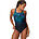 Womens Printed Medalist One Piece, Black/Cobalt, swatch