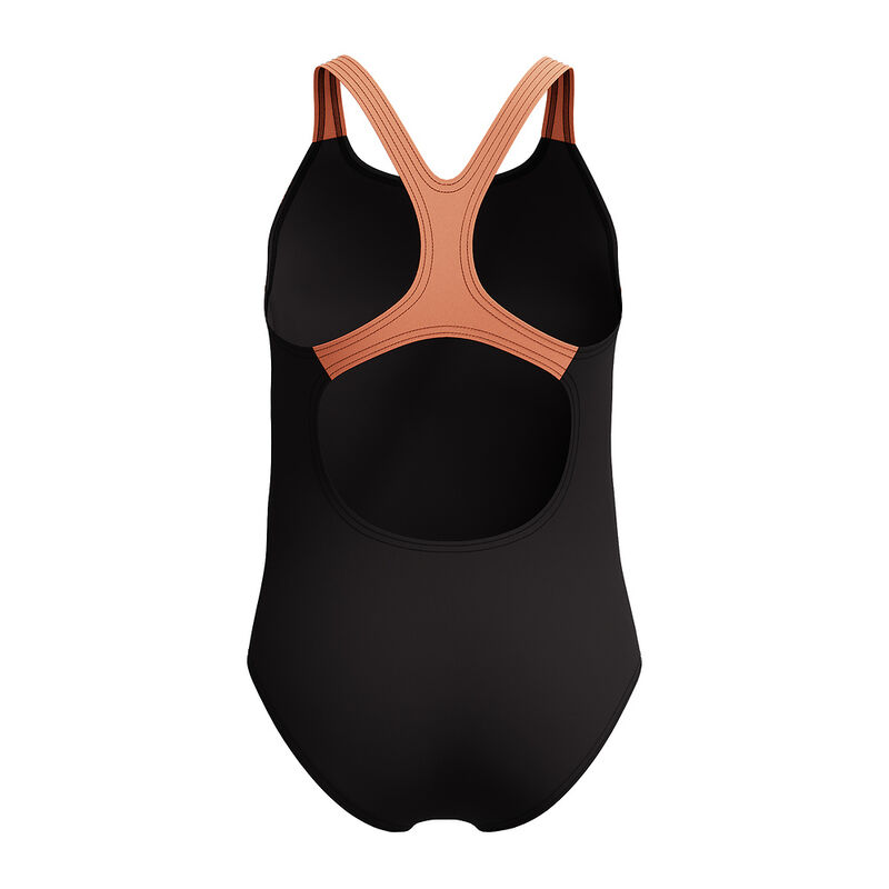 Junior Girls Medley Logo Medalist One Piece, Bright Peach, hi-res image number 3