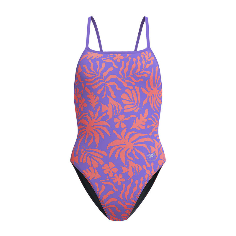 Printed Web Back One Piece, Coral Cluster- Indigo Glow, hi-res image number 6