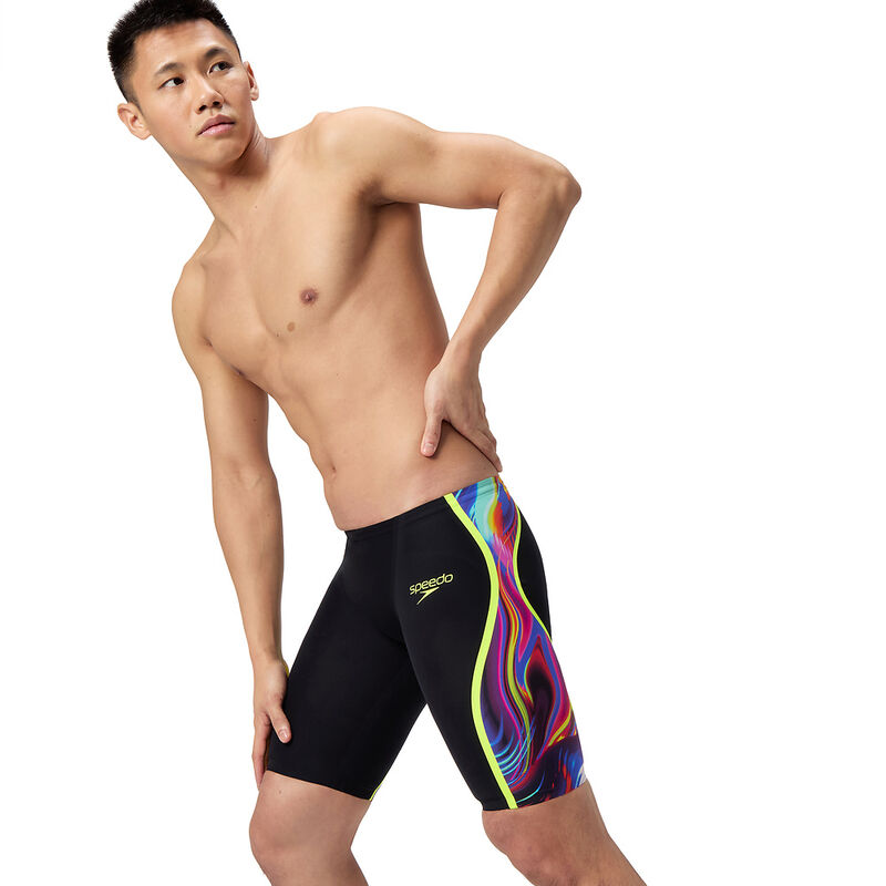 Mens Fastskin LZR Pure Intent 2.0 Jammer, Black/Molten Blur/Hyper Yellow, hi-res image number 3