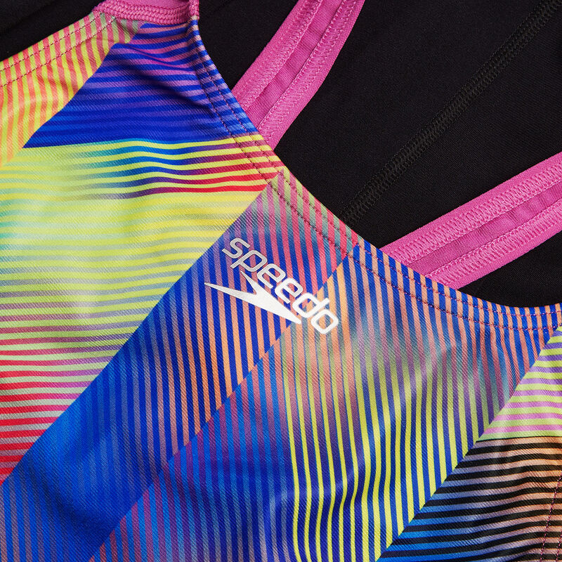 Womens Allover Digital Recordbreaker One Piece, Black/Kiki Pink/Picton Blue, hi-res image number 9