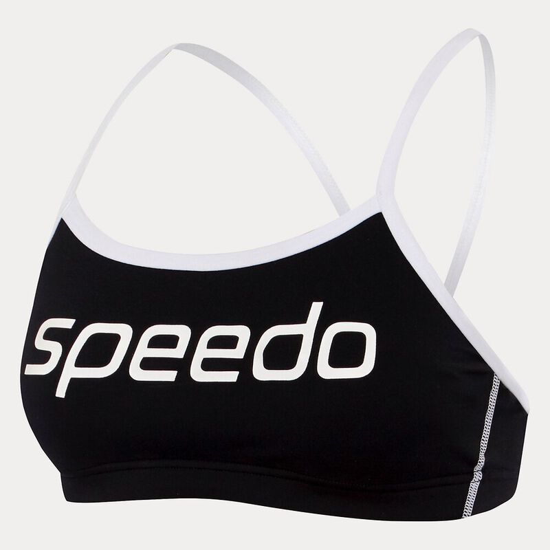 Womens Endurance+ Crop Top, Black/White, hi-res image number 3